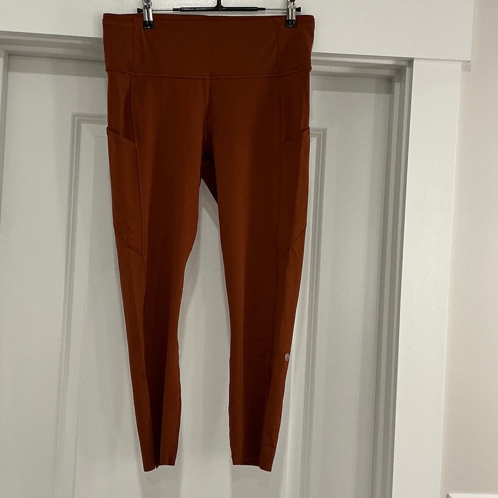 Lululemon Athletica Women’s Fast and Free High Rise Crop, Size 10, rust, 23”